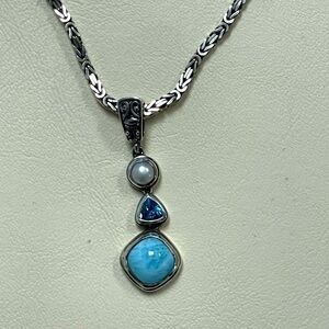 Marahlago Azure Cushion Larimar Necklace